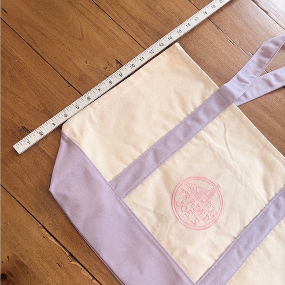 Trader Joe’s Newly released Canvas Tote Bag in Cream and Lavender - Picture 2 of 3